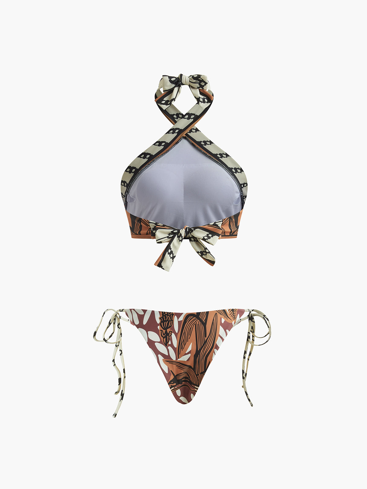 Halter Bikini Set with Retroprint for Women