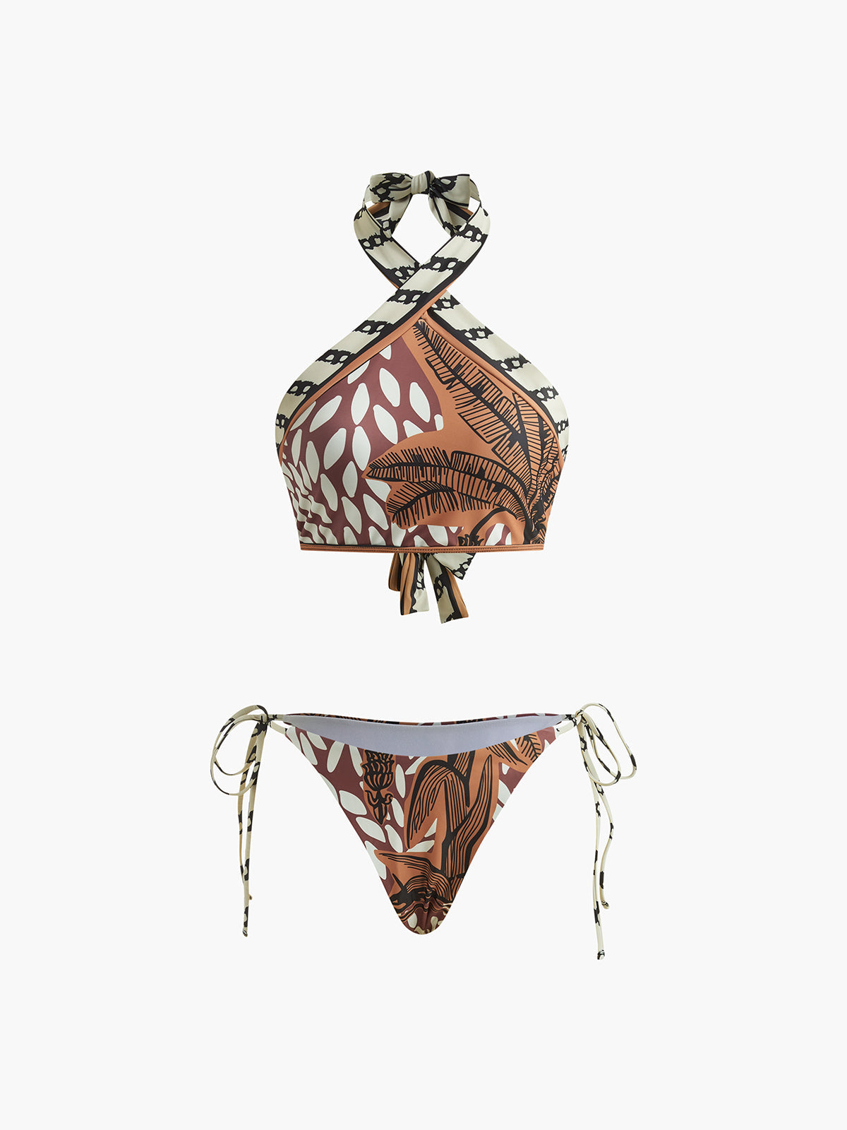 Halter Bikini Set with Retroprint for Women