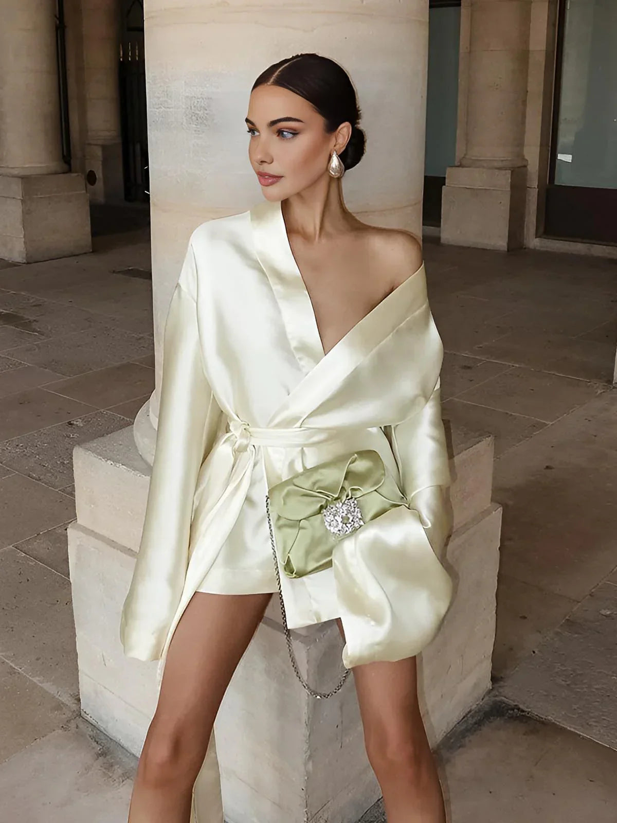 Valencia draped satin mini-dress for women