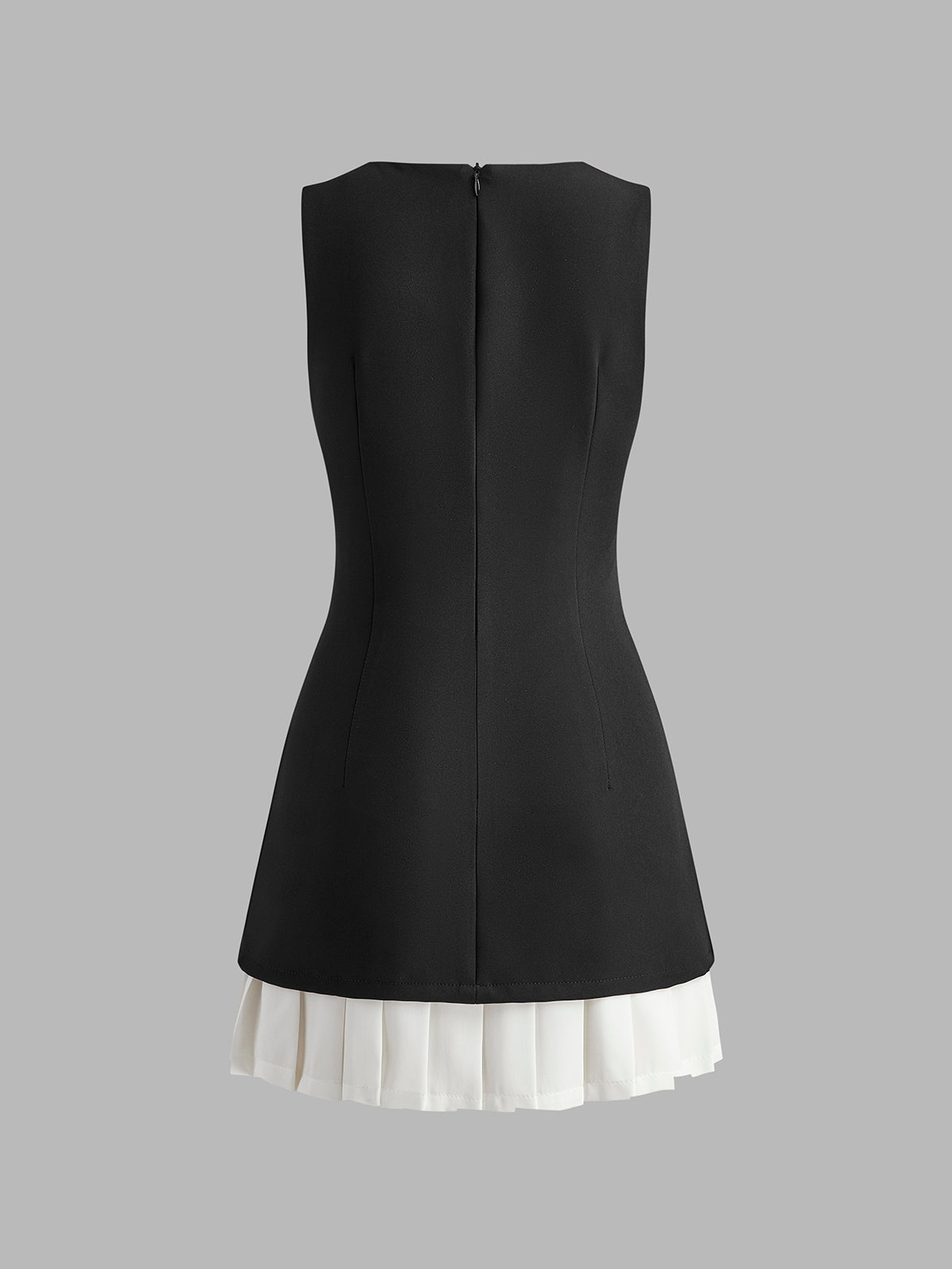 Two-Tone Sleeveless Pleated Mini Dress