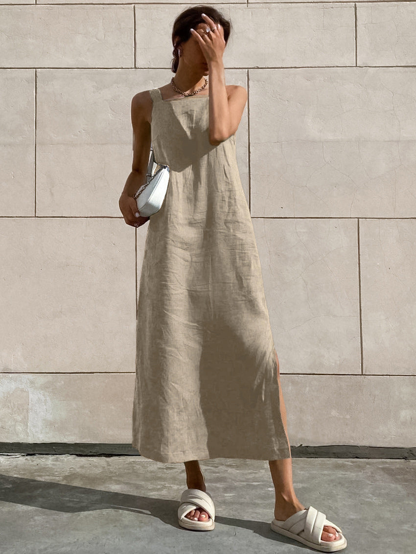 Cotton Plain Long Maxi Dress