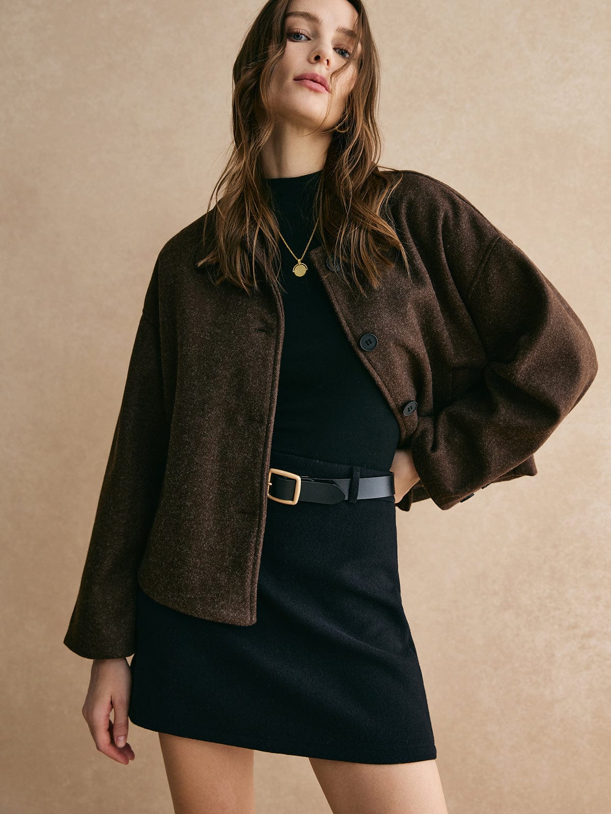 Saar Boxy Coat | Relaxed Fit Hip-Length Coat