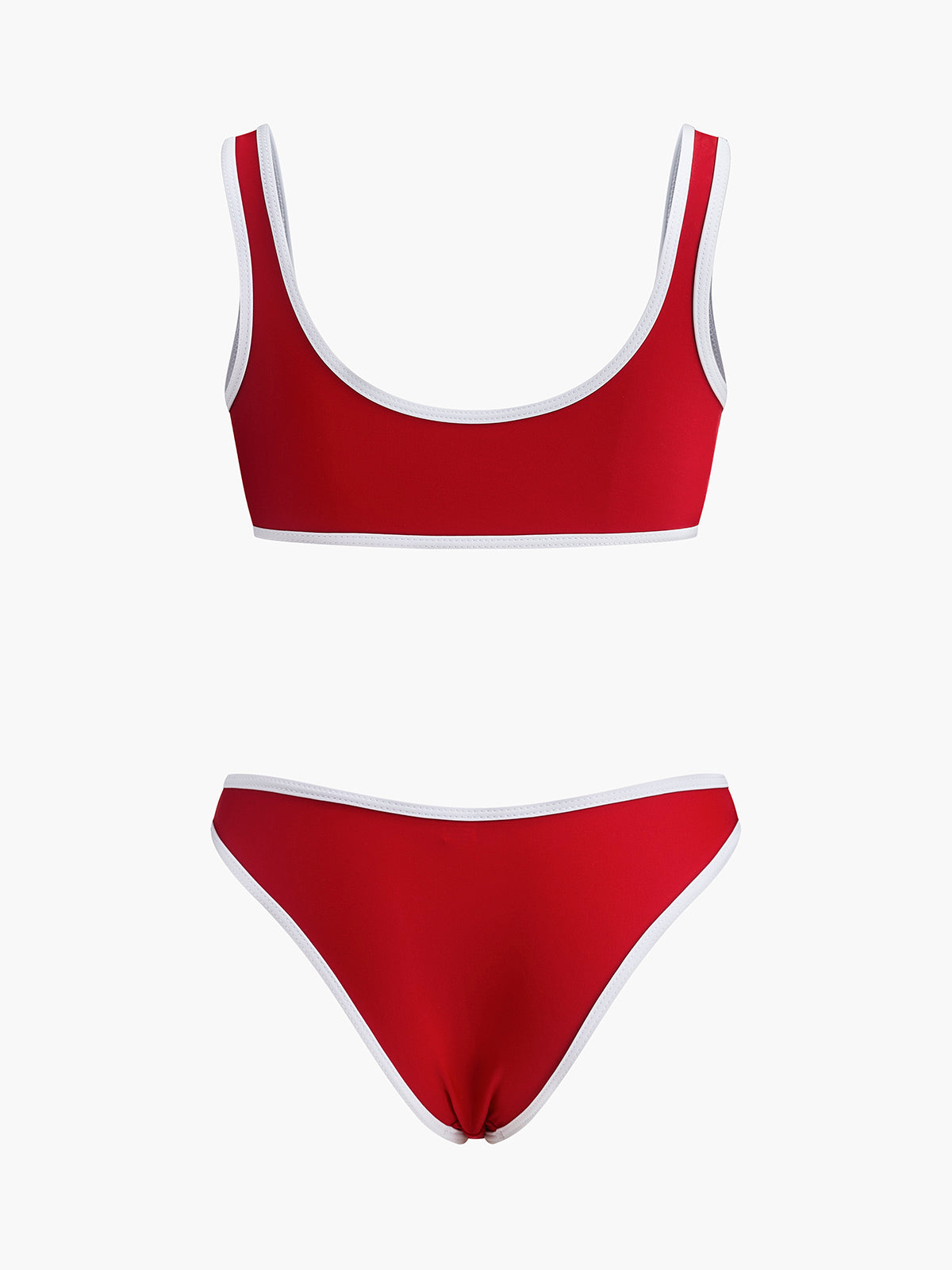 Bikini Set with Scoop Neck and Contrasting Trim for Women