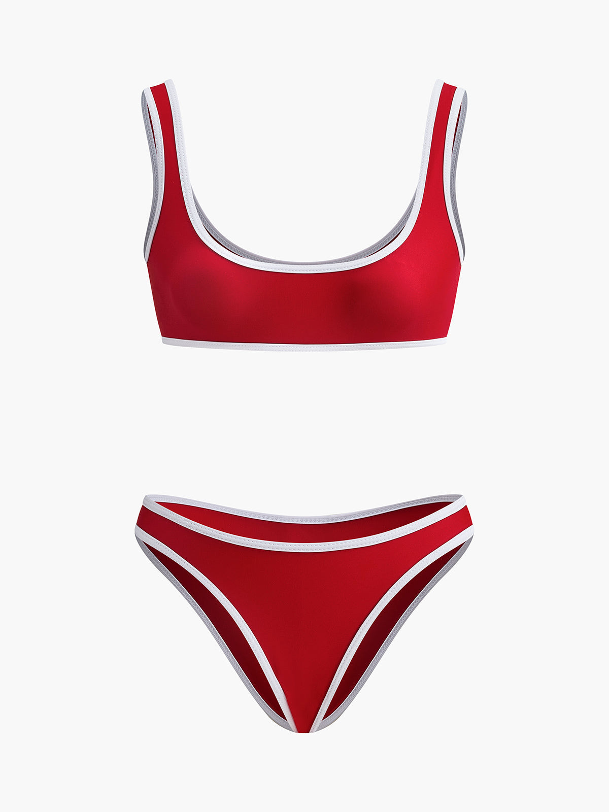 Bikini Set with Scoop Neck and Contrasting Trim for Women