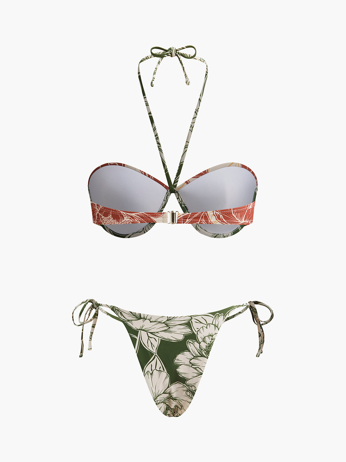 Bikini Set With Floral Print And Bow Skirt For Women