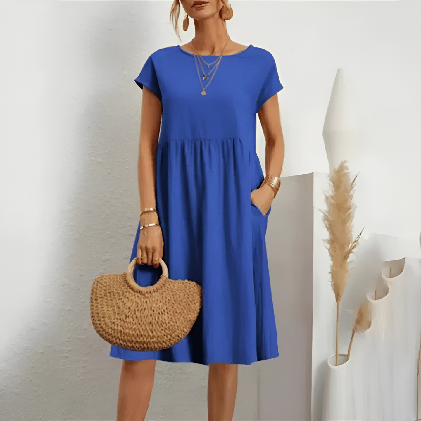 Midi Spring Dress with Feminine Look for women
