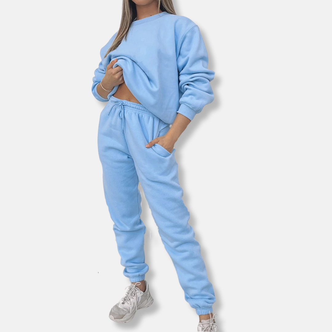 Women's Loungewear Set – Relaxed Fit – Long Sleeves – Jogging Pants with Drawstring