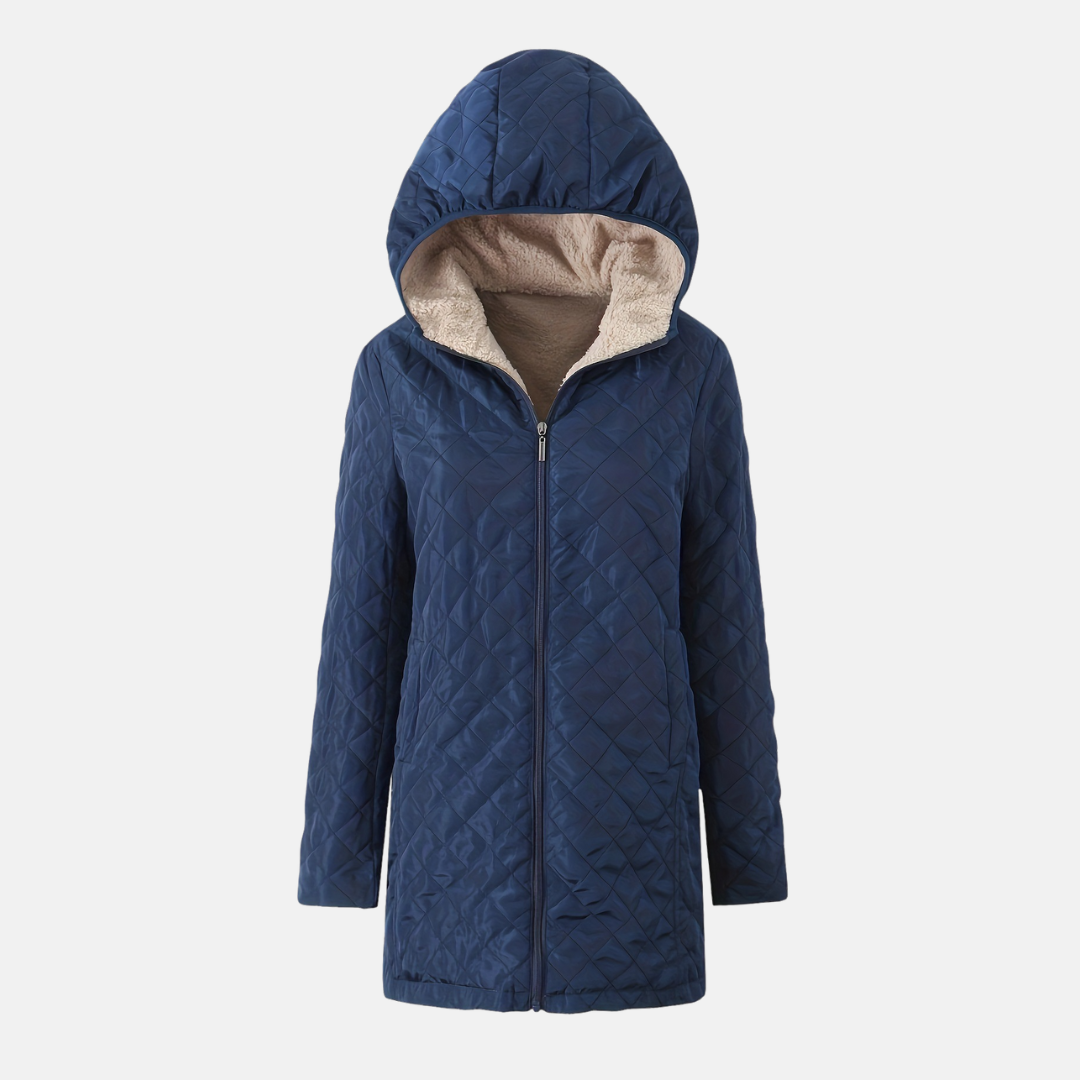 Women's Padded Jacket – Mid-Length – Relaxed Fit – With Hood – Sherpa Lining