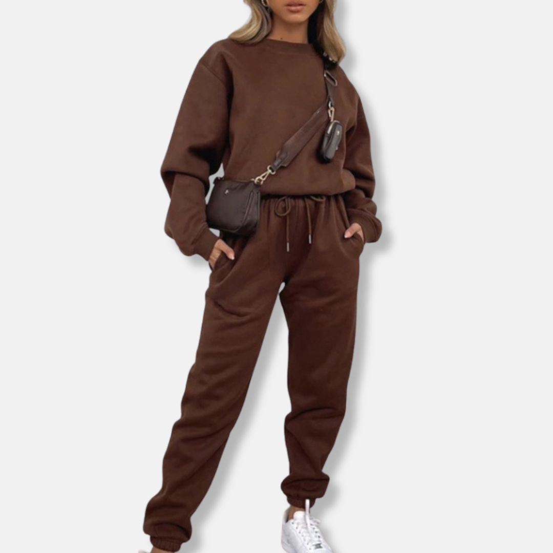 Women's Loungewear Set – Relaxed Fit – Long Sleeves – Jogging Pants with Drawstring