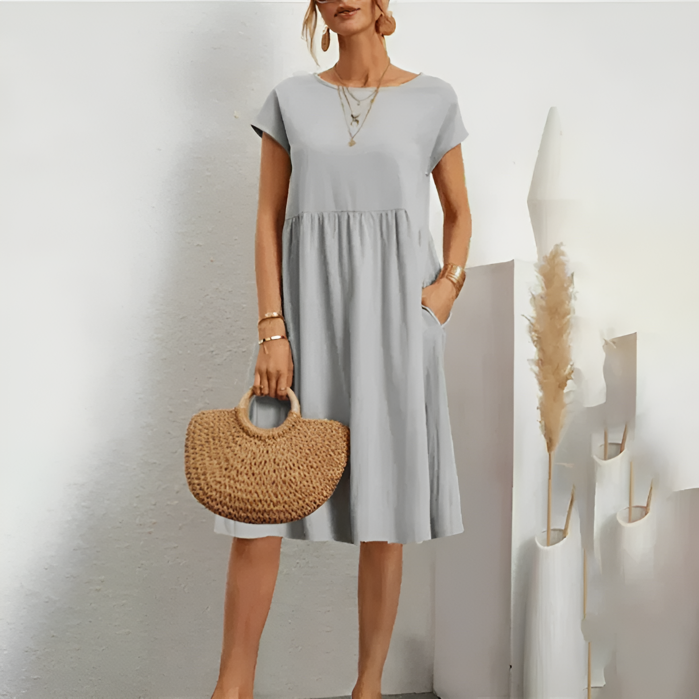 Midi Spring Dress with Feminine Look for women