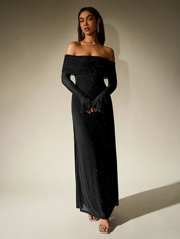 Elegant Off-Shoulder Long Dress for Ladies