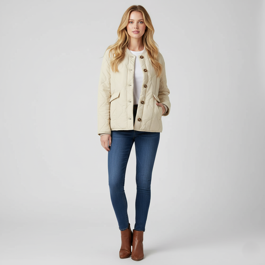 Women’s Quilted Jacket - Reversible Leopard Print - Oversized Casual Outerwear