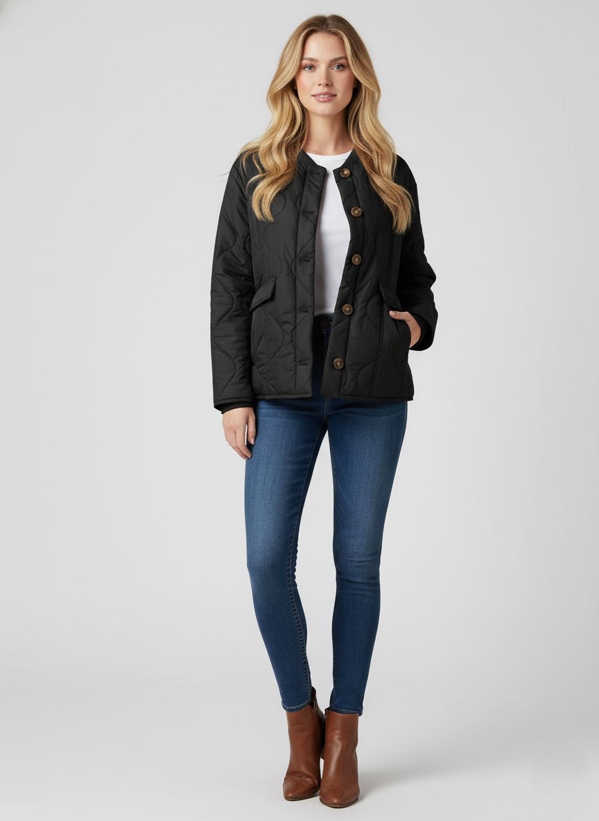 Women’s Quilted Jacket - Reversible Leopard Print - Oversized Casual Outerwear