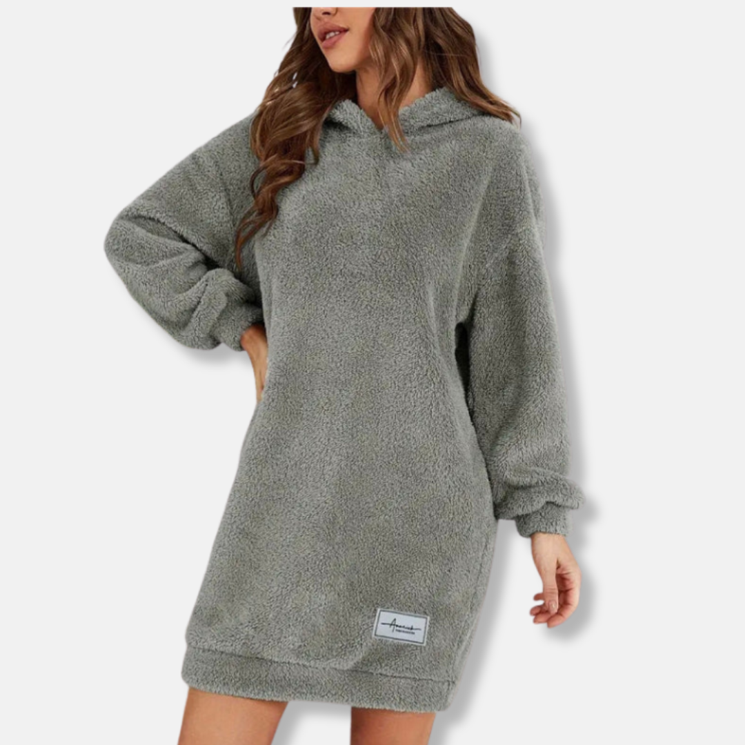 Women's hoodie dress – fleece fabric – oversized fit – long-sleeve loungewear