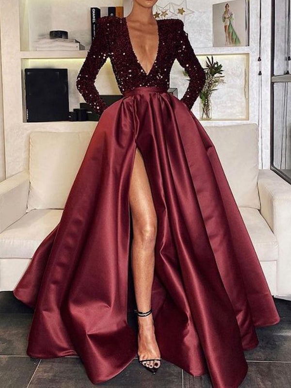 Beautiful maxi-dress with long sleeves for women