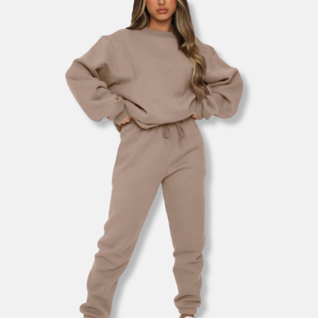 Women's Loungewear Set – Relaxed Fit – Long Sleeves – Jogging Pants with Drawstring