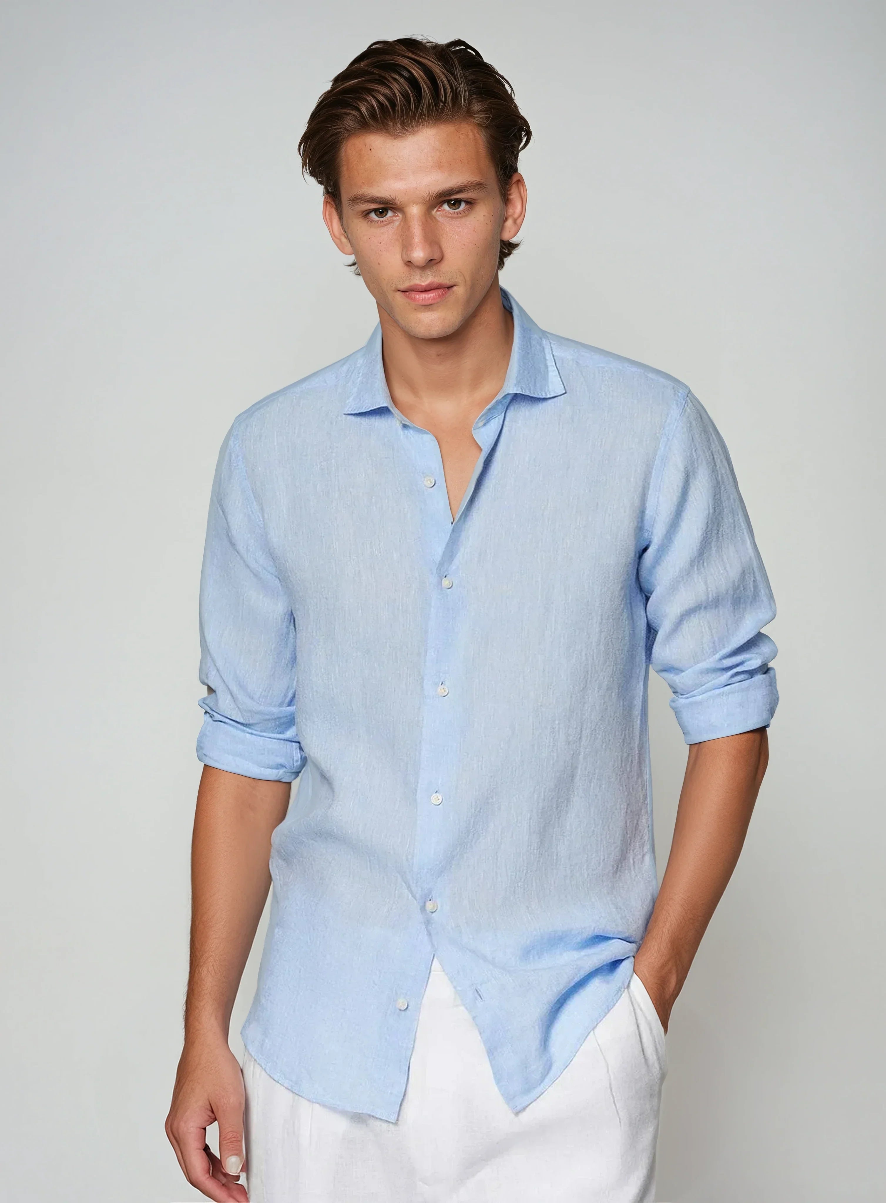 Smart Casual Linnen Overhemd voor Heren