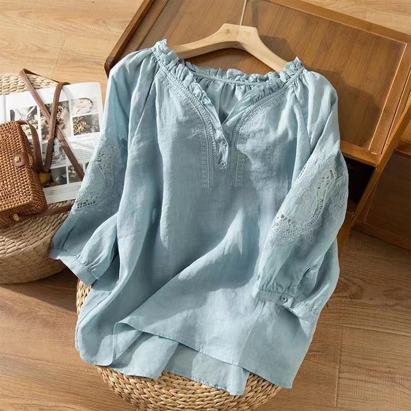 Classic linen blouse for women