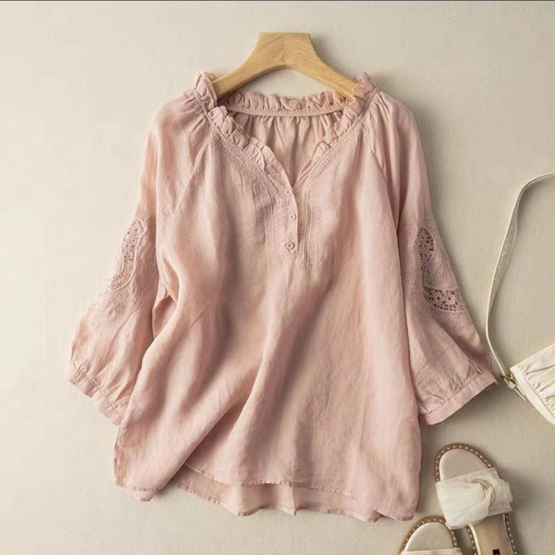 Classic linen blouse for women