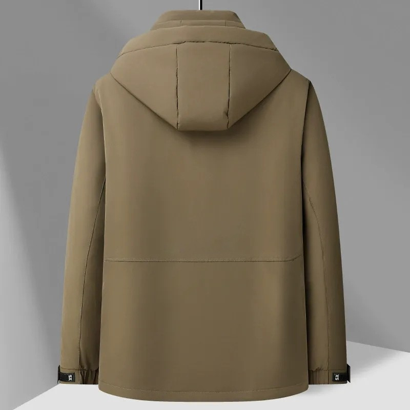 Men's Down Jacket – Regular Fit – Lined – Adjustable Hood – Zipper and Snap Buttons