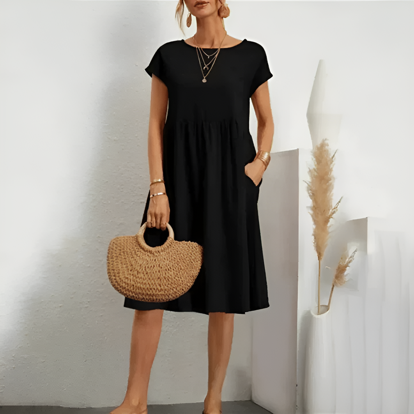 Midi Spring Dress with Feminine Look for women