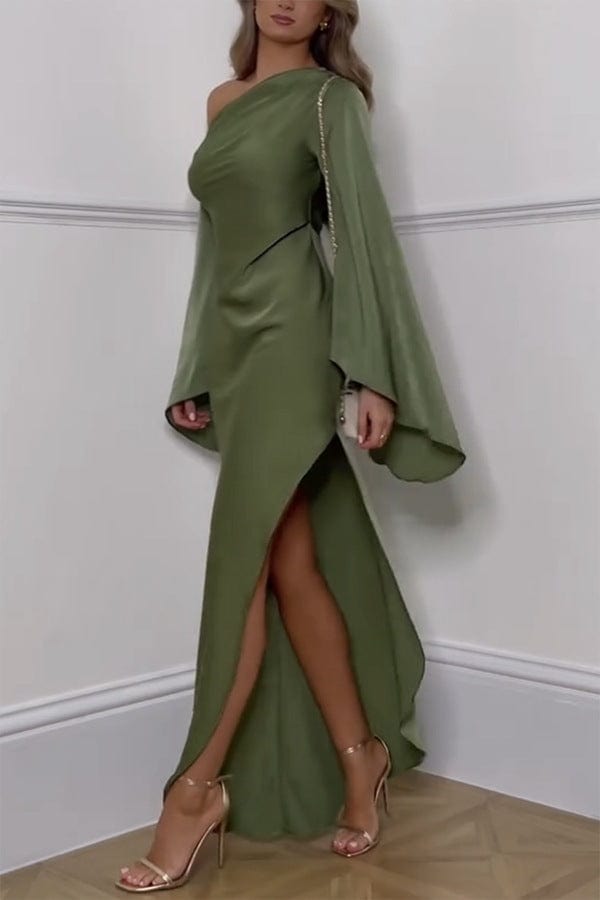 Elegant Long Dress with Bell Sleeves