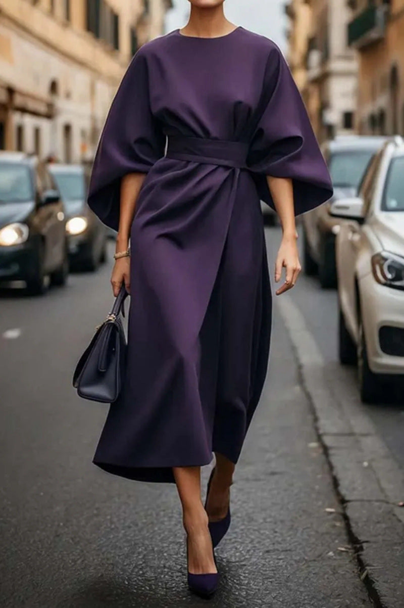 Stylish Midi Dress with Wide Sleeves