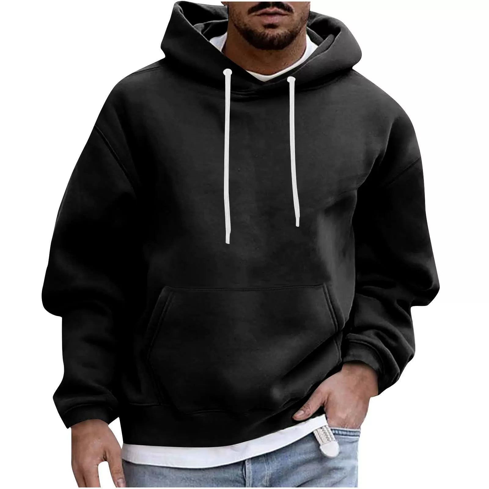 Men's Hoodie – Fleece – Loose Fit – Kangaroo Pocket – Ribbed Cuffs