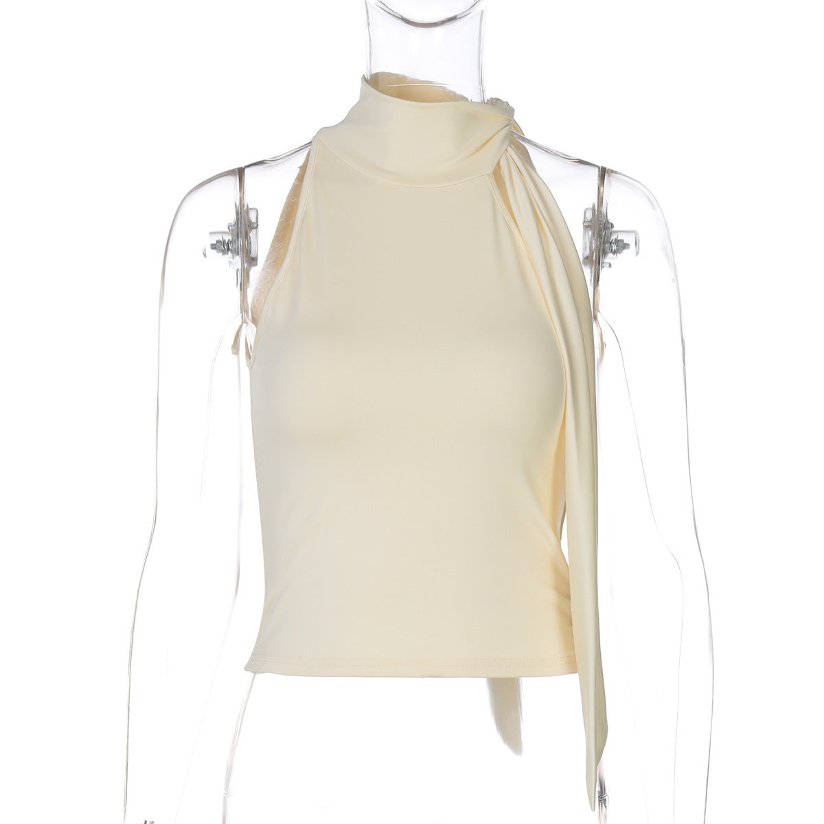 Chic Ladies Top with Asymmetrical Design and Stylish Tie Accents