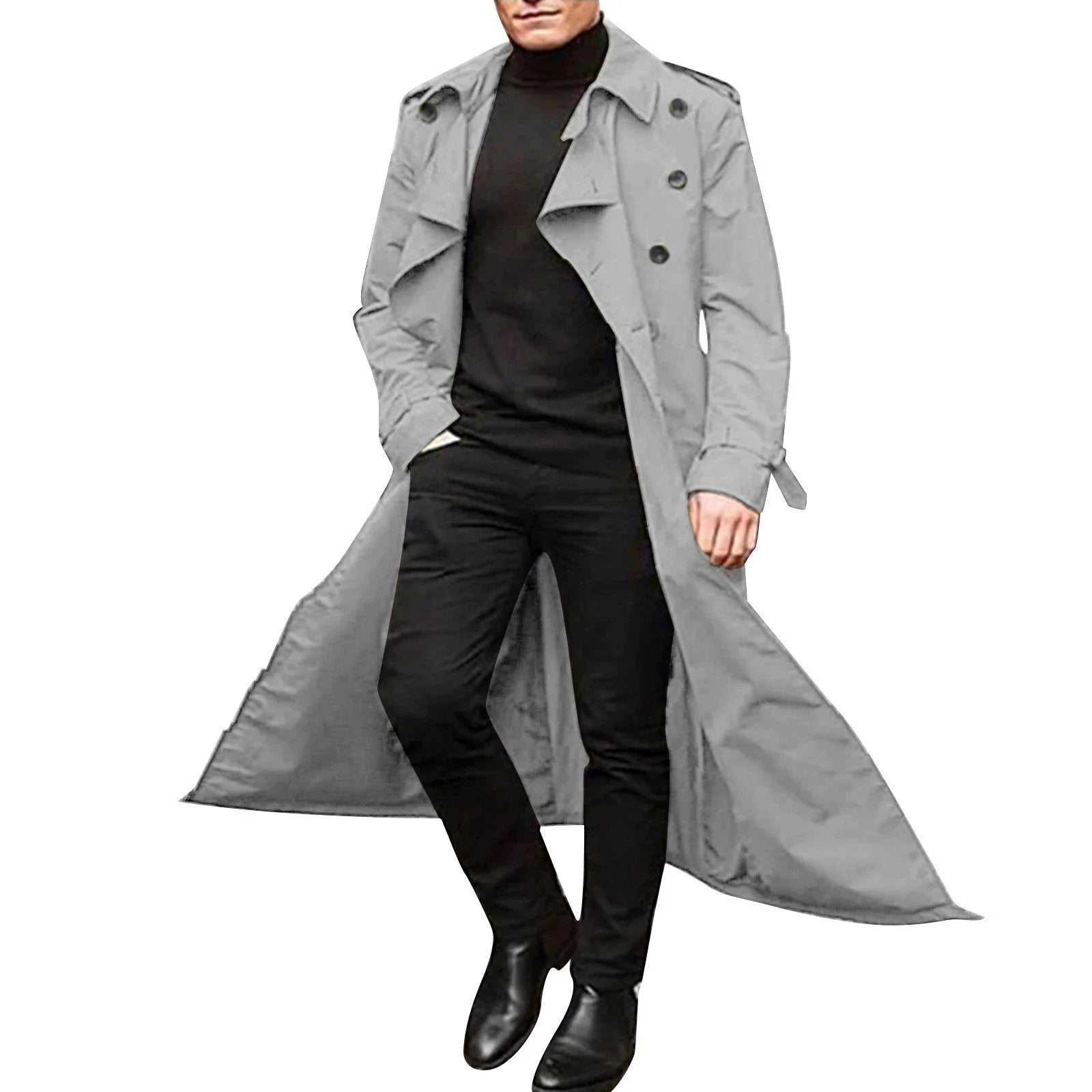 Men's Trenchcoat – Tailored Fit – Double-Breasted – Windproof – Epaulettes