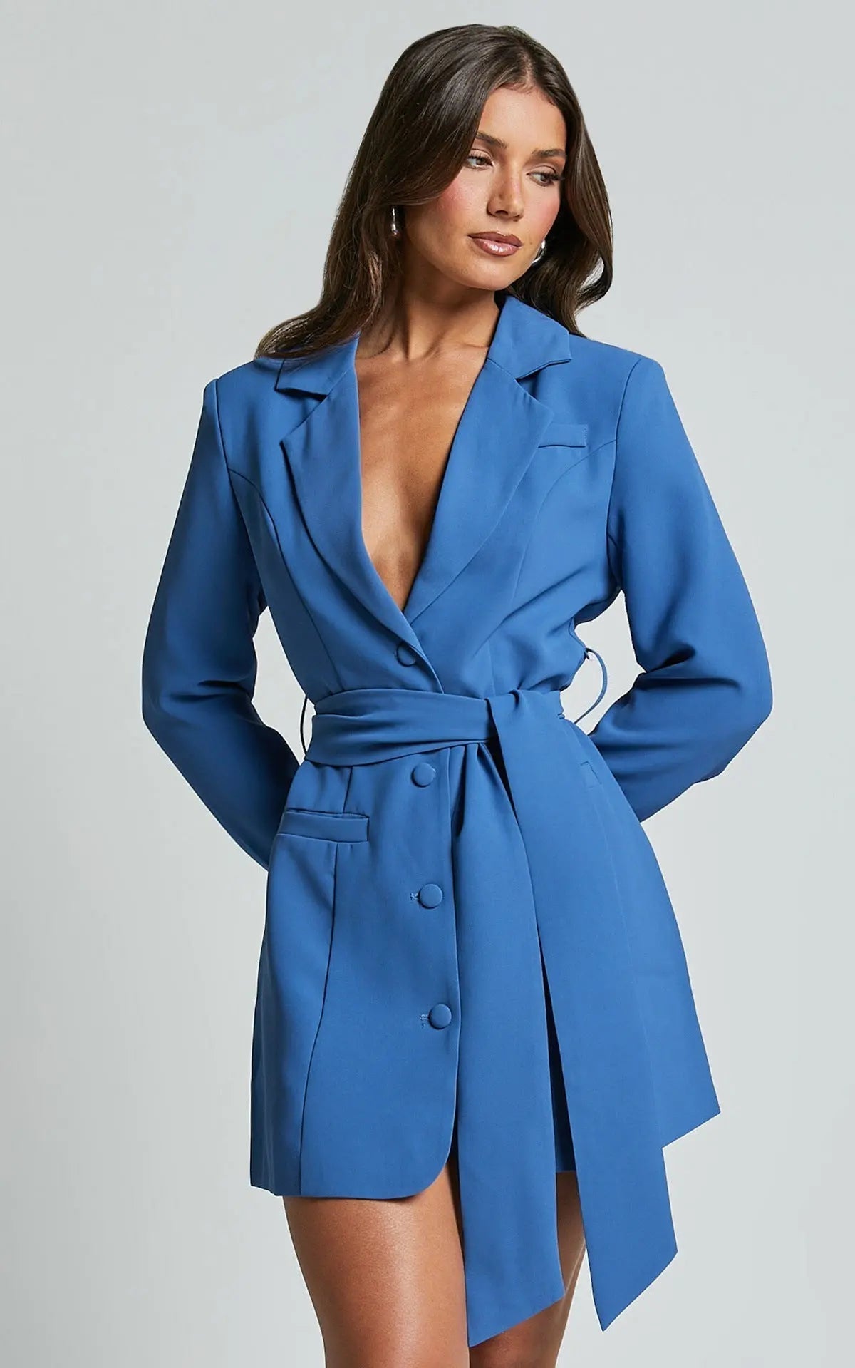Stylish Blazer Dress With Belt For Women