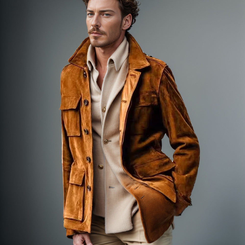 Suede jacket for men - Versatile style - Button closure - Casual chic