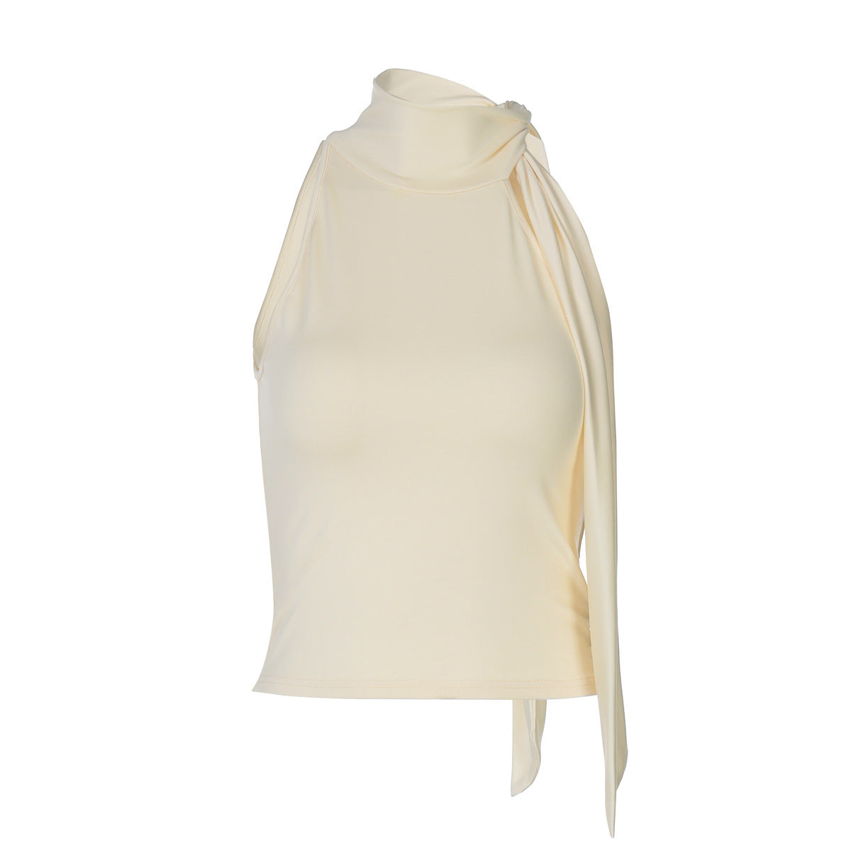 Chic Ladies Top with Asymmetrical Design and Stylish Tie Accents