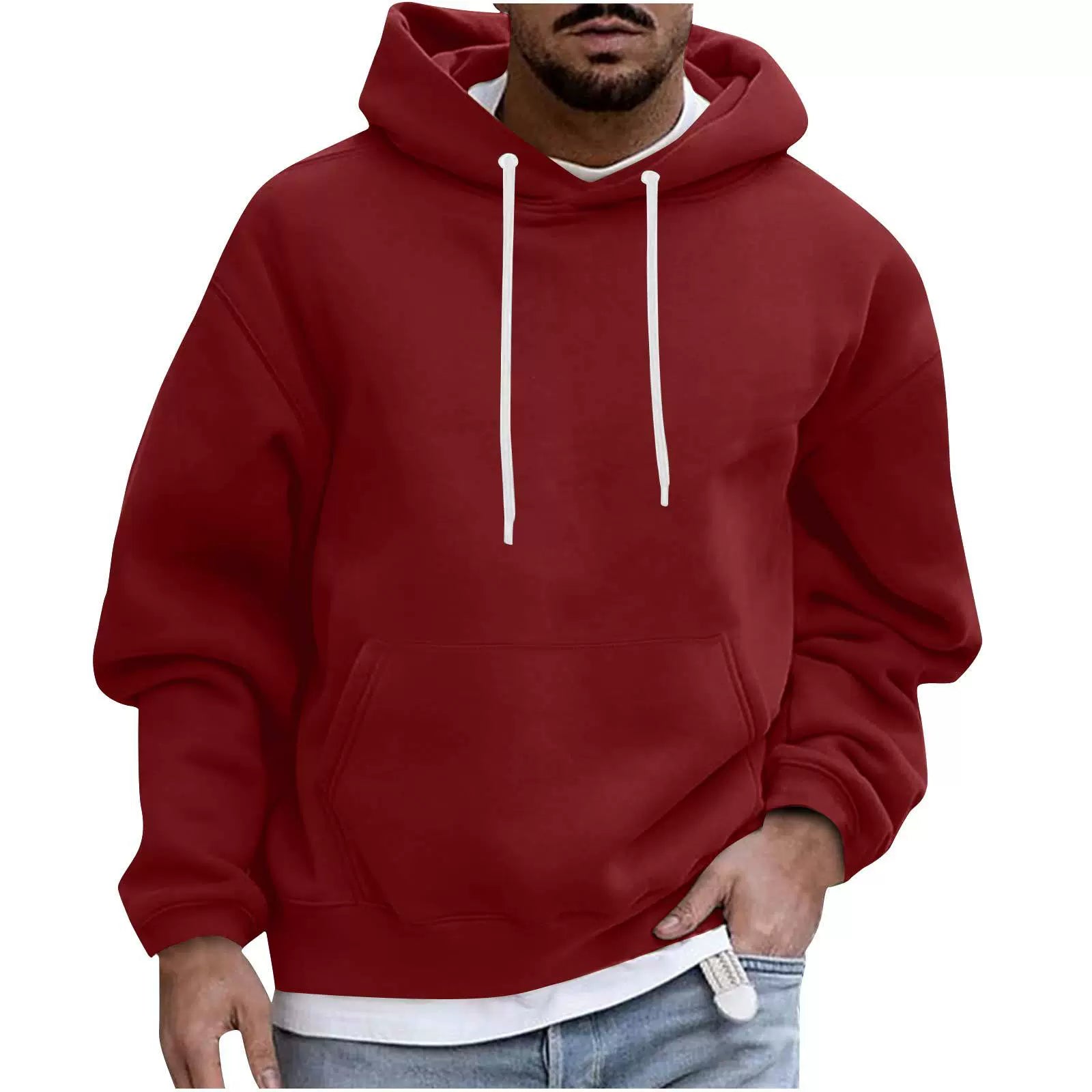 Men's Hoodie – Fleece – Loose Fit – Kangaroo Pocket – Ribbed Cuffs