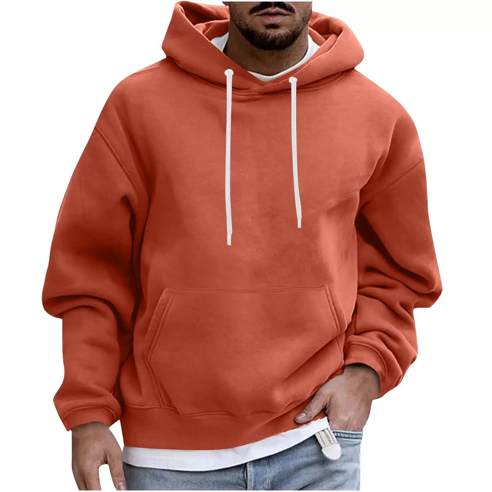 Men's Hoodie – Fleece – Loose Fit – Kangaroo Pocket – Ribbed Cuffs