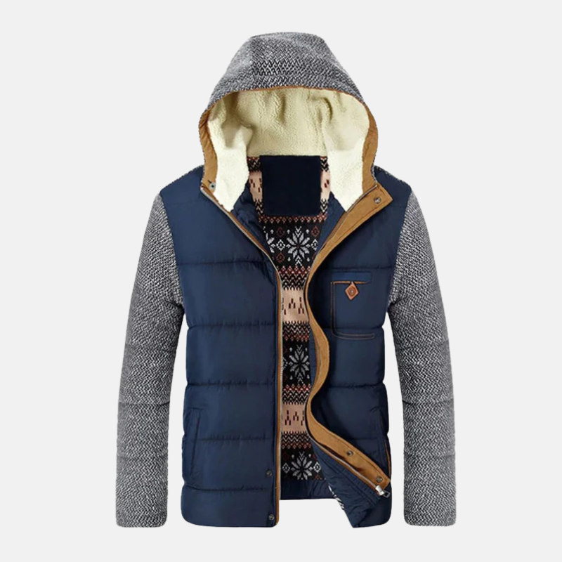 Men's Jacket - Quilted - Slim Fit - Stand-up Collar - Detachable Hood