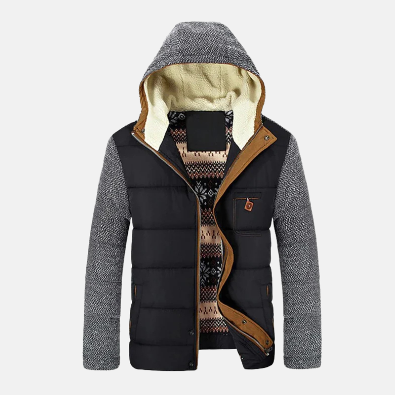 Men's Jacket - Quilted - Slim Fit - Stand-up Collar - Detachable Hood