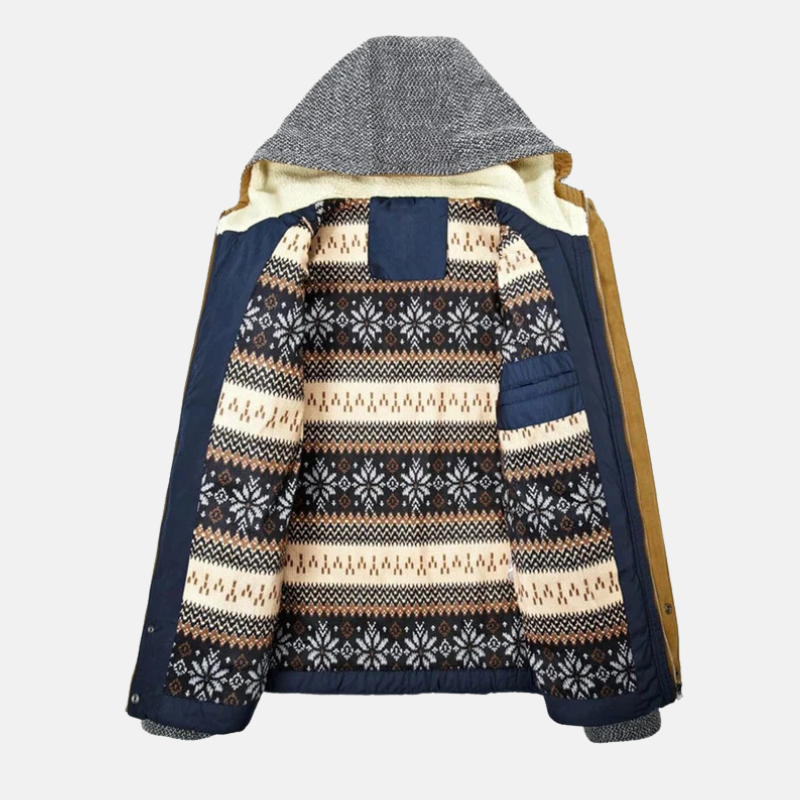 Men's Jacket - Quilted - Slim Fit - Stand-up Collar - Detachable Hood