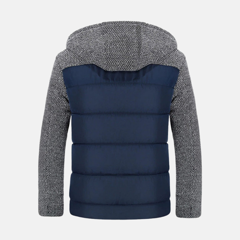 Men's Jacket - Quilted - Slim Fit - Stand-up Collar - Detachable Hood