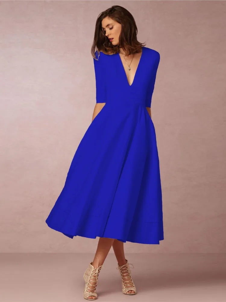 Classic Elegant Midi Dress for Women