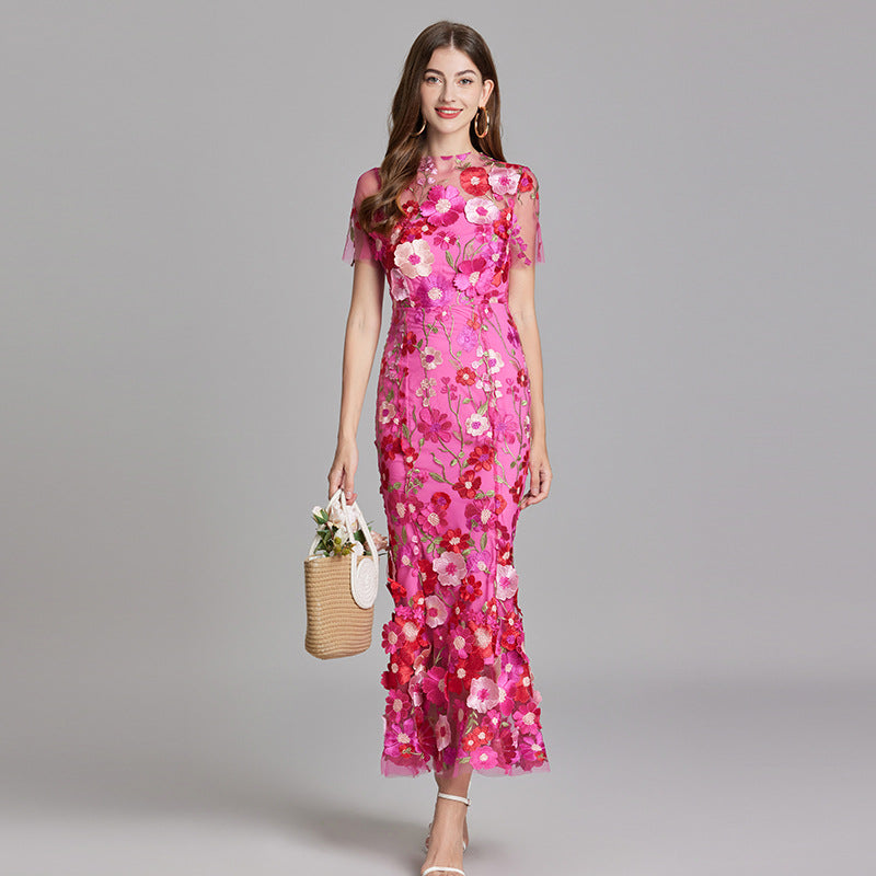 Stylish Sleeveless Maxi Dress with Embroideries for Women