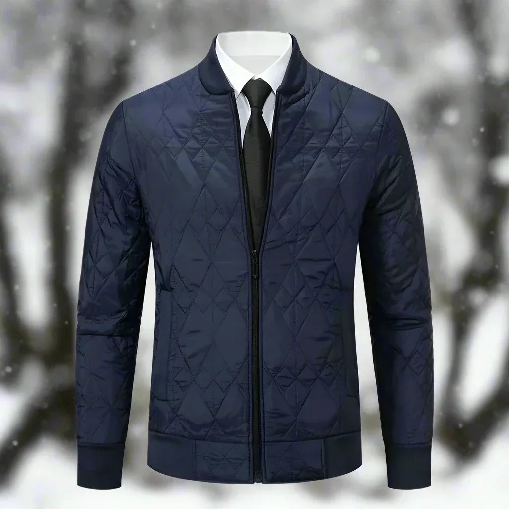 Men's bomber jacket – Padded with diamond stitching – Ribbed collar and cuffs – Zip fastening