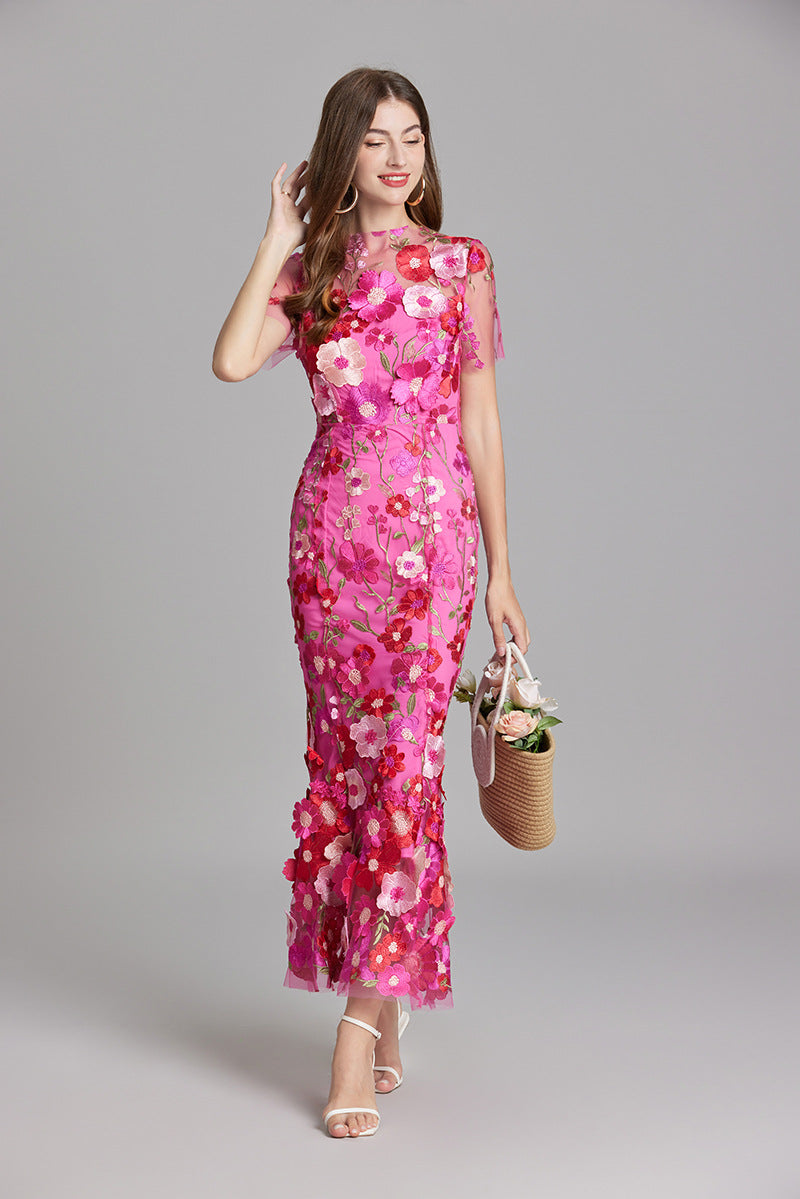 Stylish Sleeveless Maxi Dress with Embroideries for Women