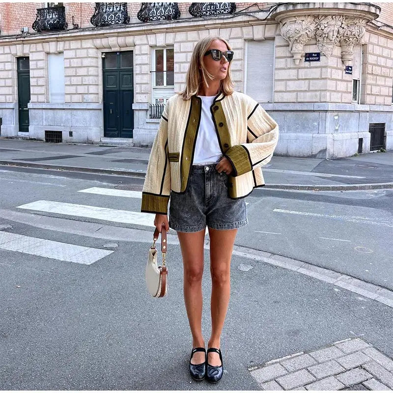 Noor Oversized Quilted Jacket | Patchwork Casual Jacket