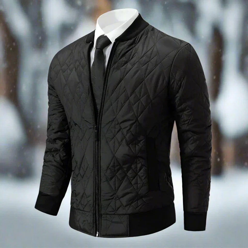 Men's bomber jacket – Padded with diamond stitching – Ribbed collar and cuffs – Zip fastening