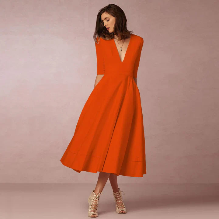 Classic Elegant Midi Dress for Women