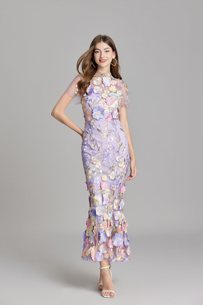 Stylish Sleeveless Maxi Dress with Embroideries for Women