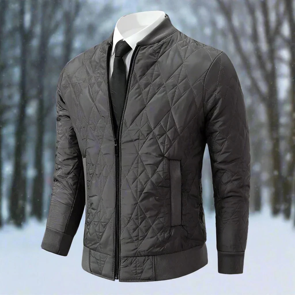 Men's bomber jacket – Padded with diamond stitching – Ribbed collar and cuffs – Zip fastening