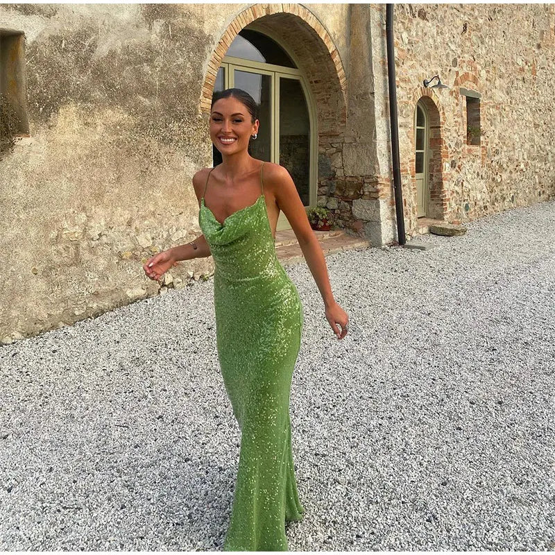 Fontainemore Green Maxi Dress for Women