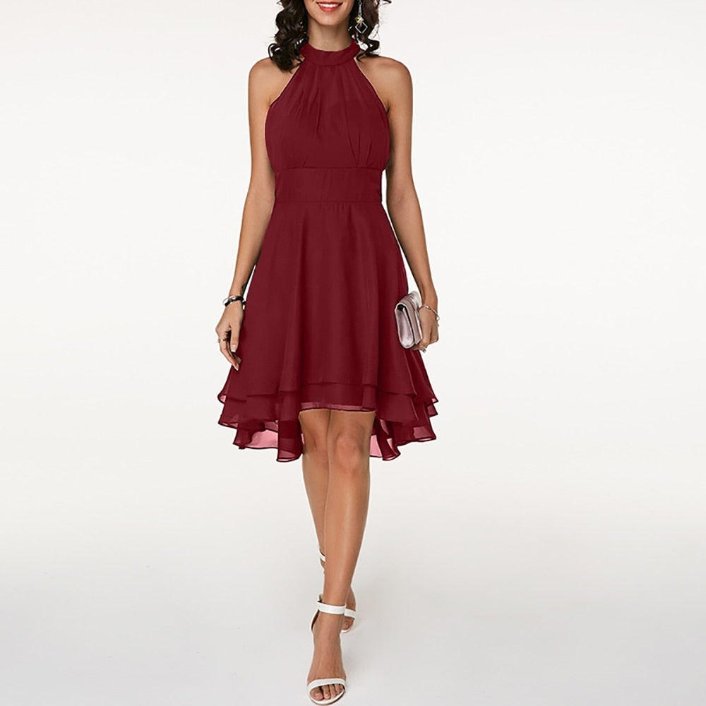 Midi Dress with Charming Ruffles for Ladies